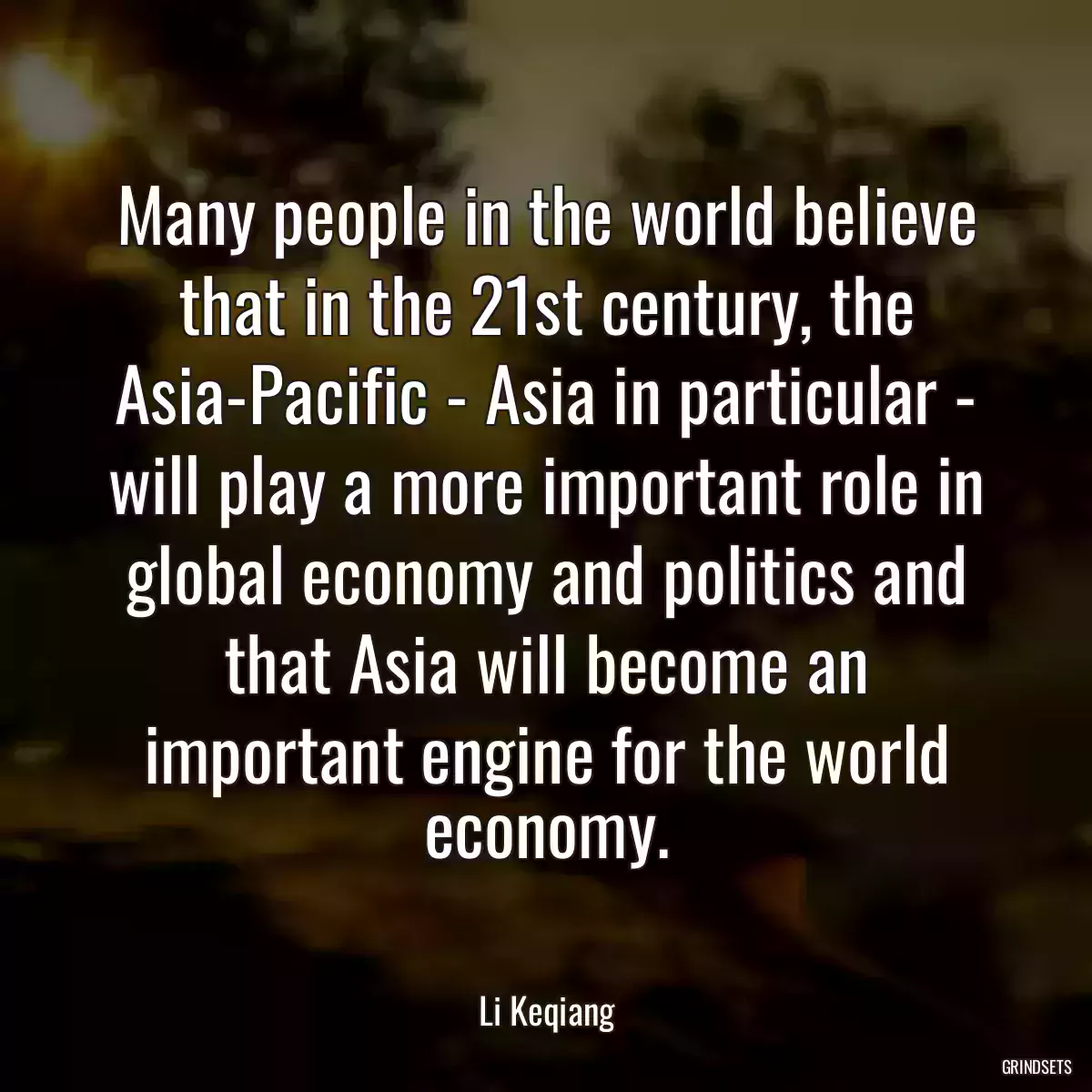 Many people in the world believe that in the 21st century, the Asia-Pacific - Asia in particular - will play a more important role in global economy and politics and that Asia will become an important engine for the world economy.