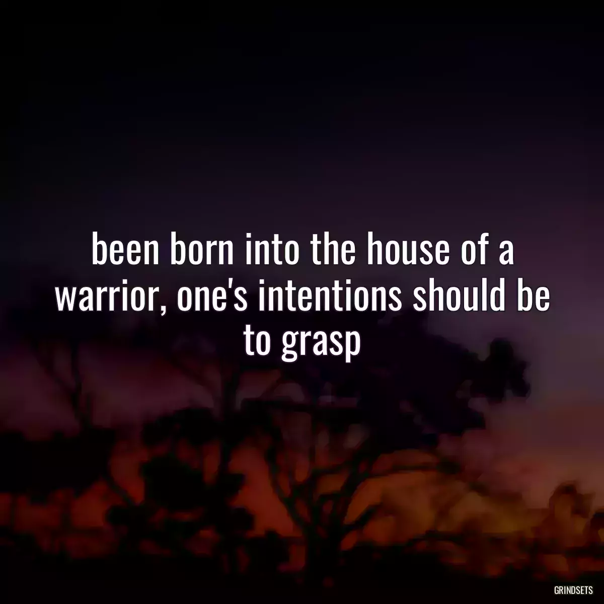  been born into the house of a warrior, one\'s intentions should be to grasp 
