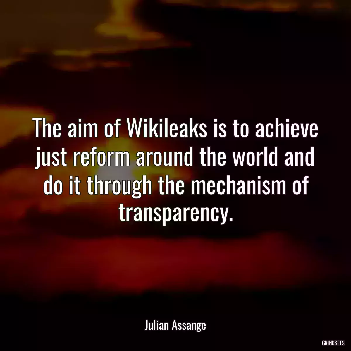 The aim of Wikileaks is to achieve just reform around the world and do it through the mechanism of transparency.