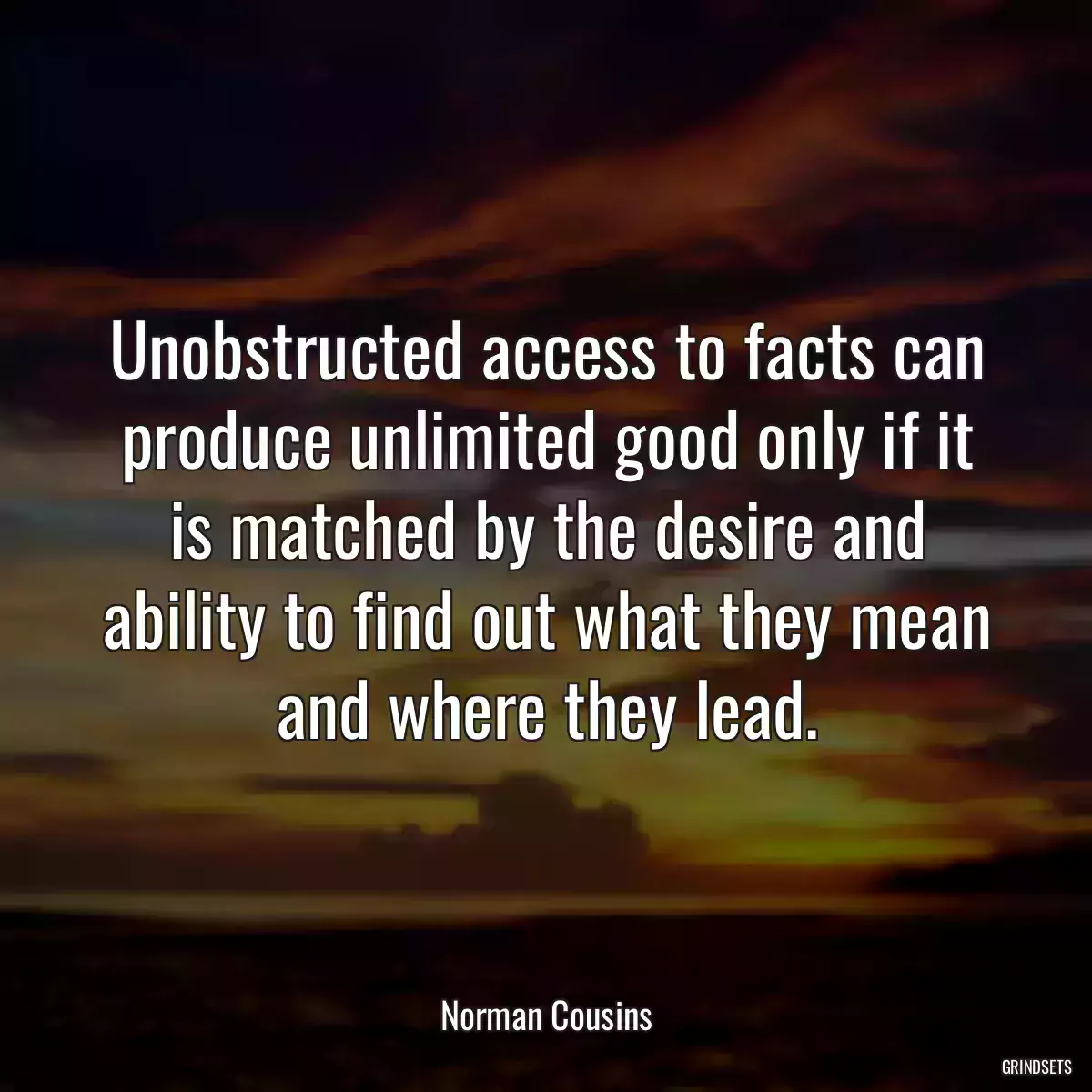 Unobstructed access to facts can produce unlimited good only if it is matched by the desire and ability to find out what they mean and where they lead.