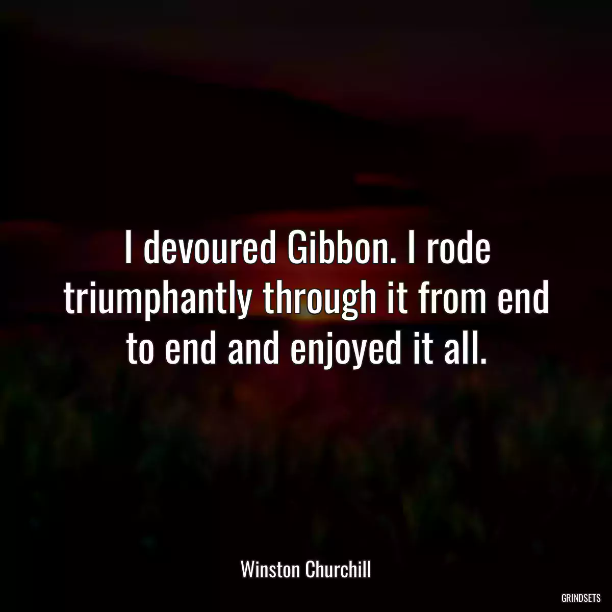 I devoured Gibbon. I rode triumphantly through it from end to end and enjoyed it all.