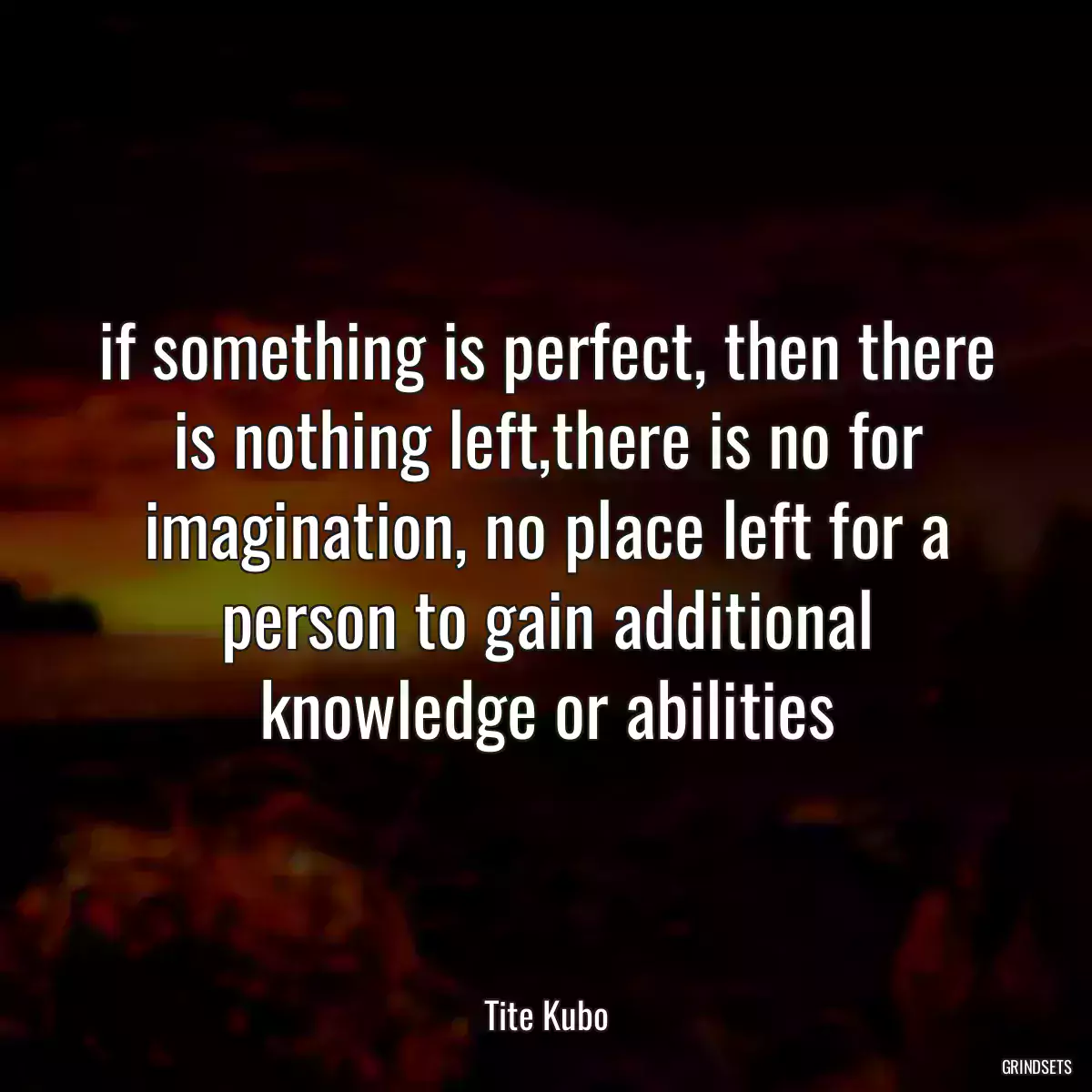 if something is perfect, then there is nothing left,there is no for imagination, no place left for a person to gain additional knowledge or abilities