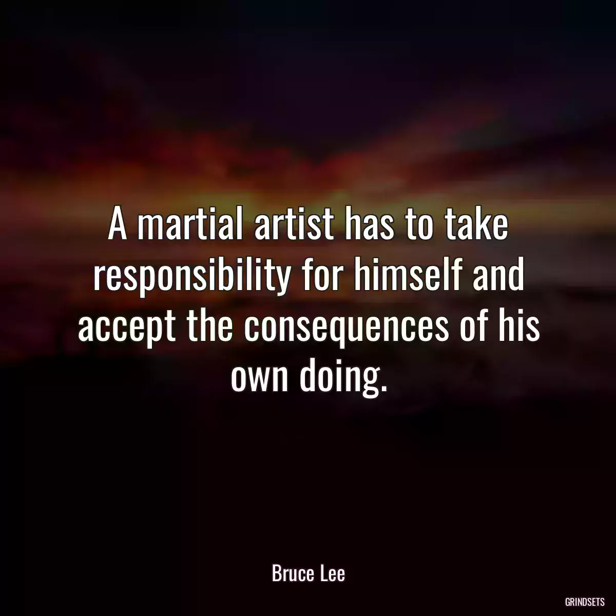 A martial artist has to take responsibility for himself and accept the consequences of his own doing.