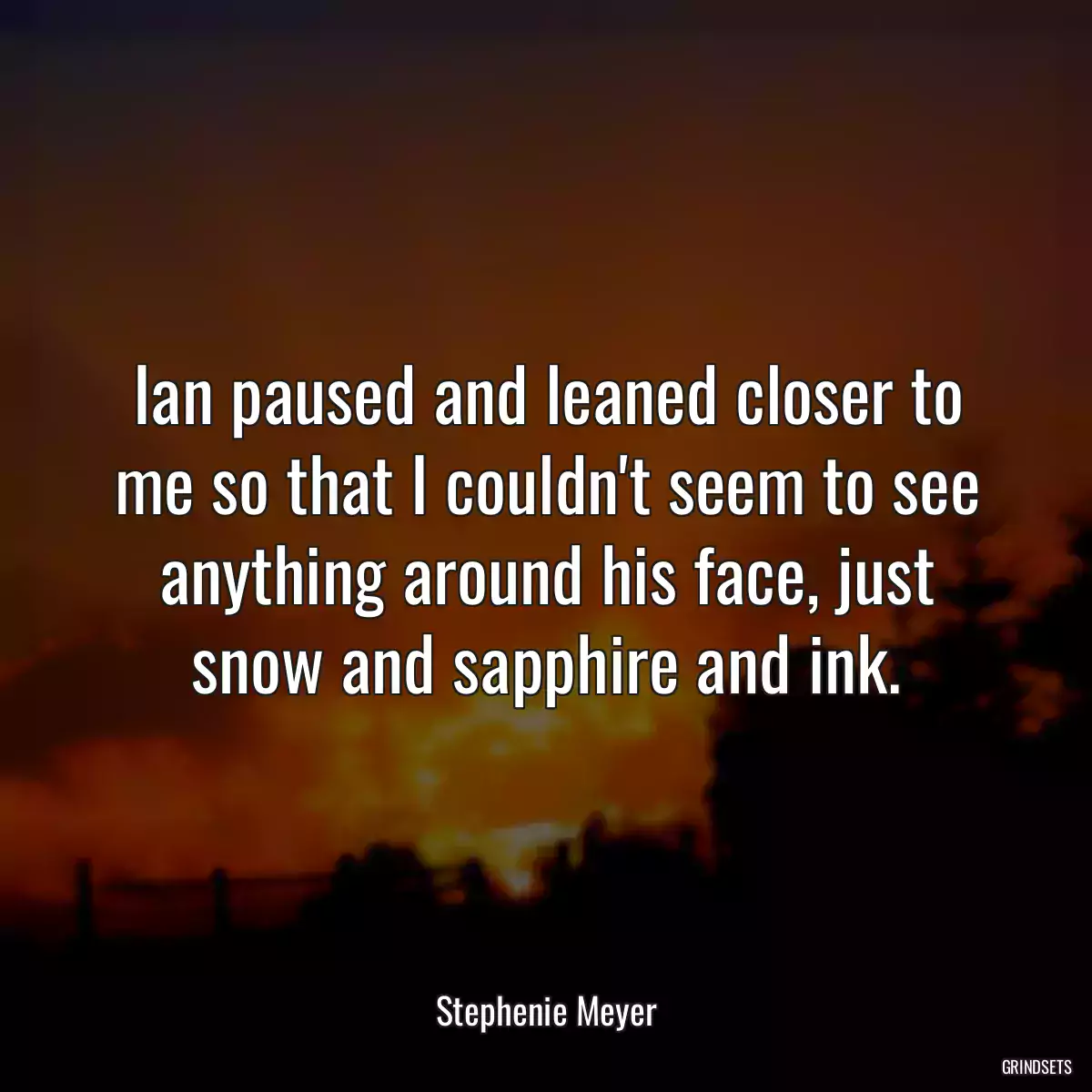 Ian paused and leaned closer to me so that I couldn\'t seem to see anything around his face, just snow and sapphire and ink.