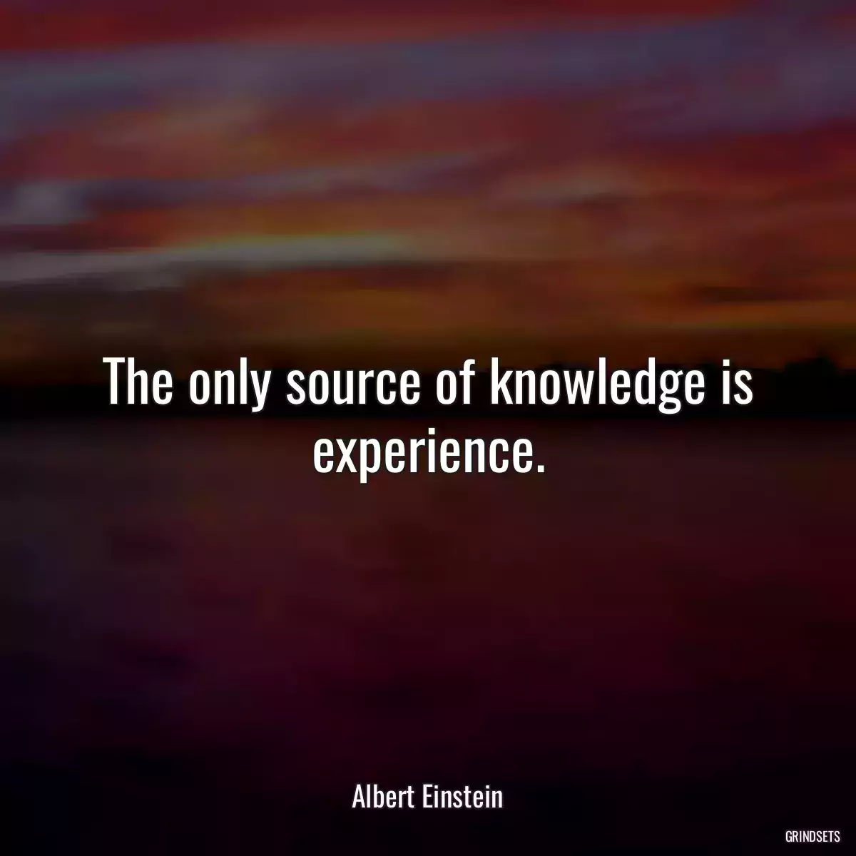 The only source of knowledge is experience.