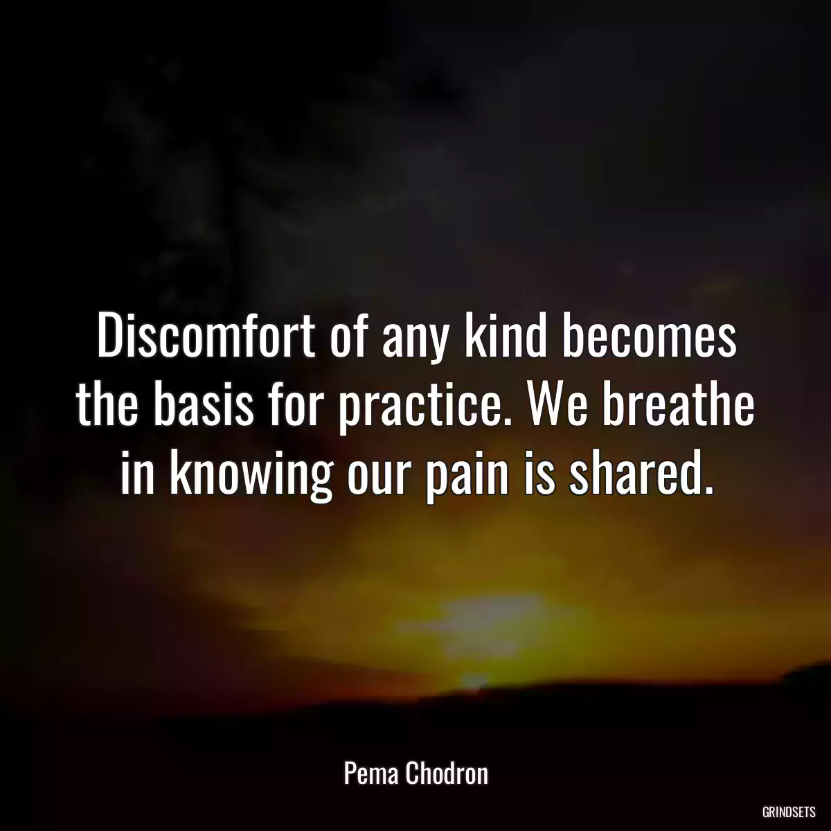 Discomfort of any kind becomes the basis for practice. We breathe in knowing our pain is shared.