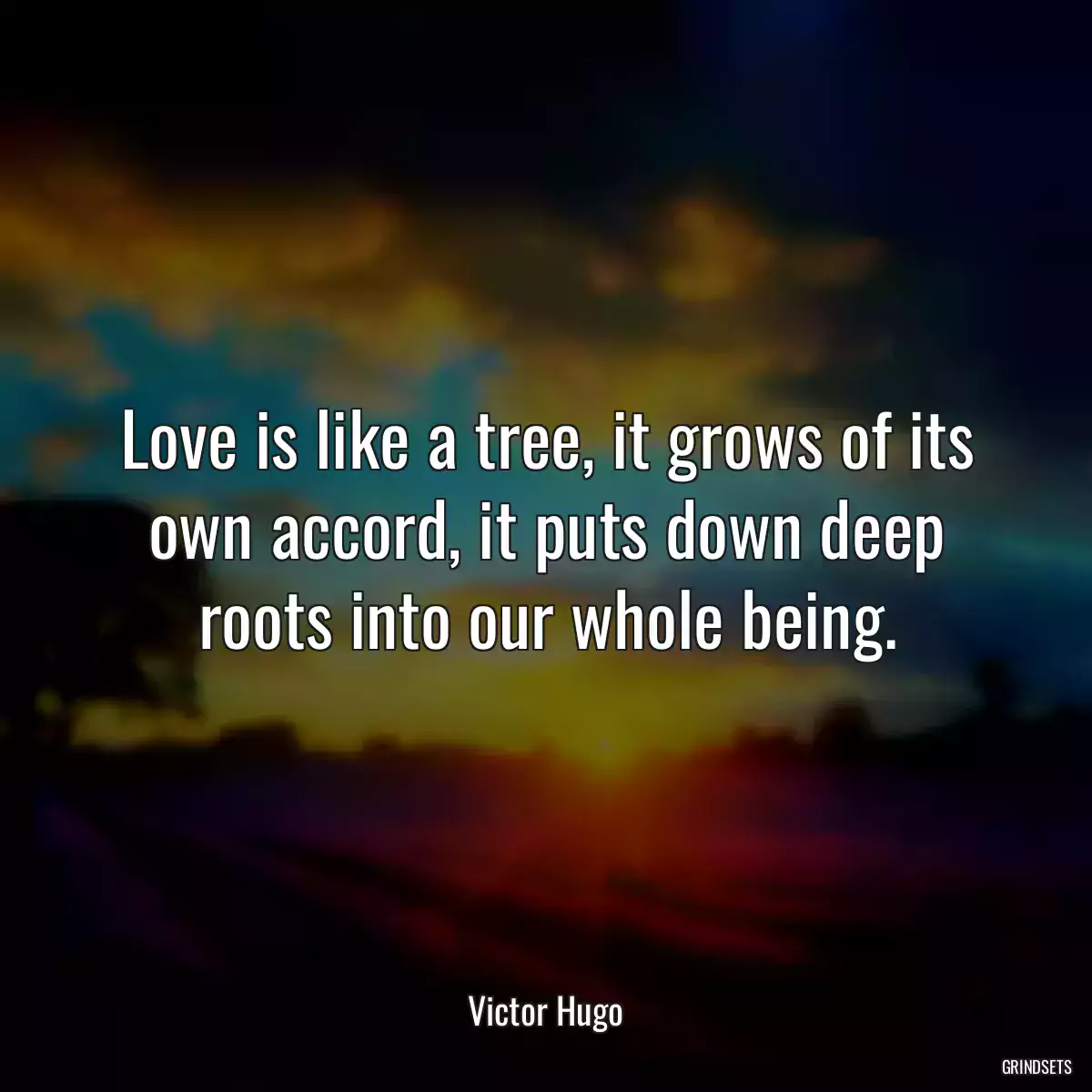 Love is like a tree, it grows of its own accord, it puts down deep roots into our whole being.