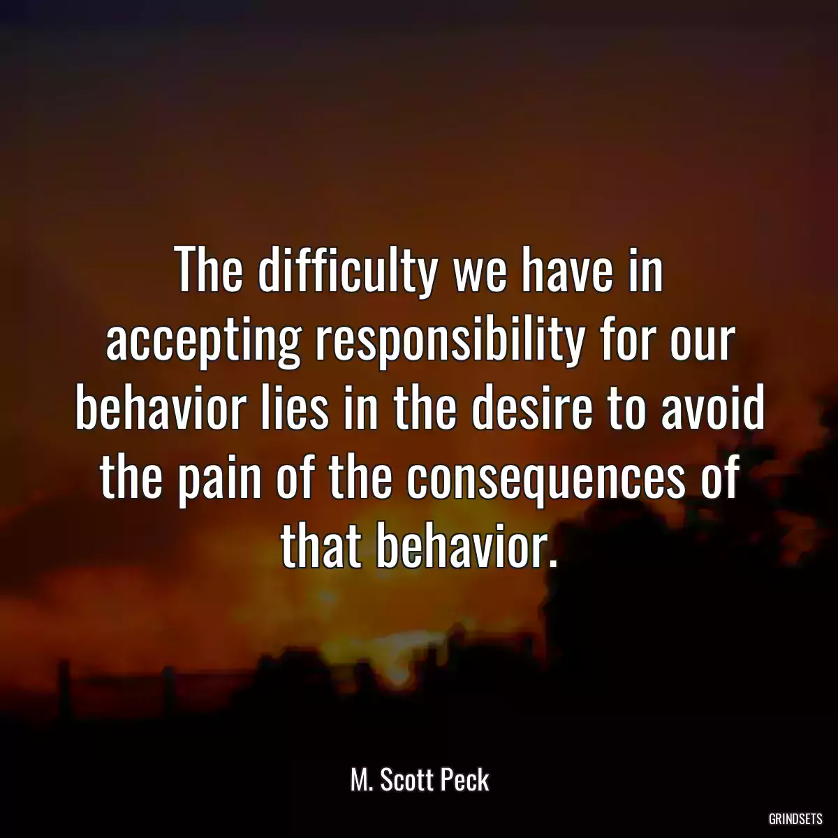 The difficulty we have in accepting responsibility for our behavior lies in the desire to avoid the pain of the consequences of that behavior.