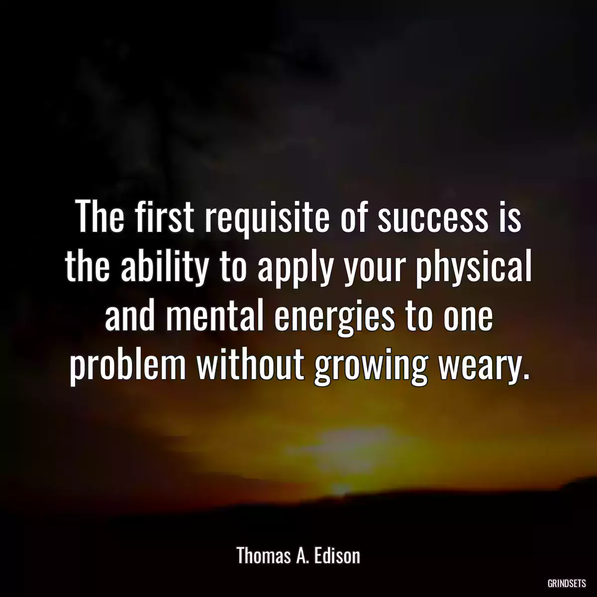 The first requisite of success is the ability to apply your physical and mental energies to one problem without growing weary.