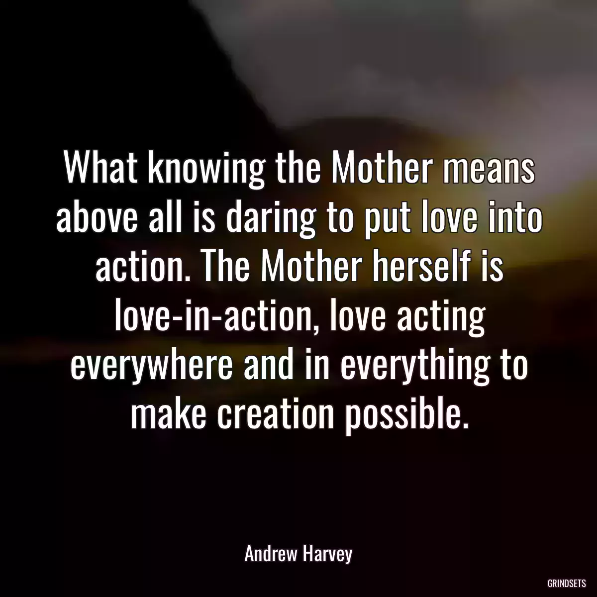 What knowing the Mother means above all is daring to put love into action. The Mother herself is love-in-action, love acting everywhere and in everything to make creation possible.