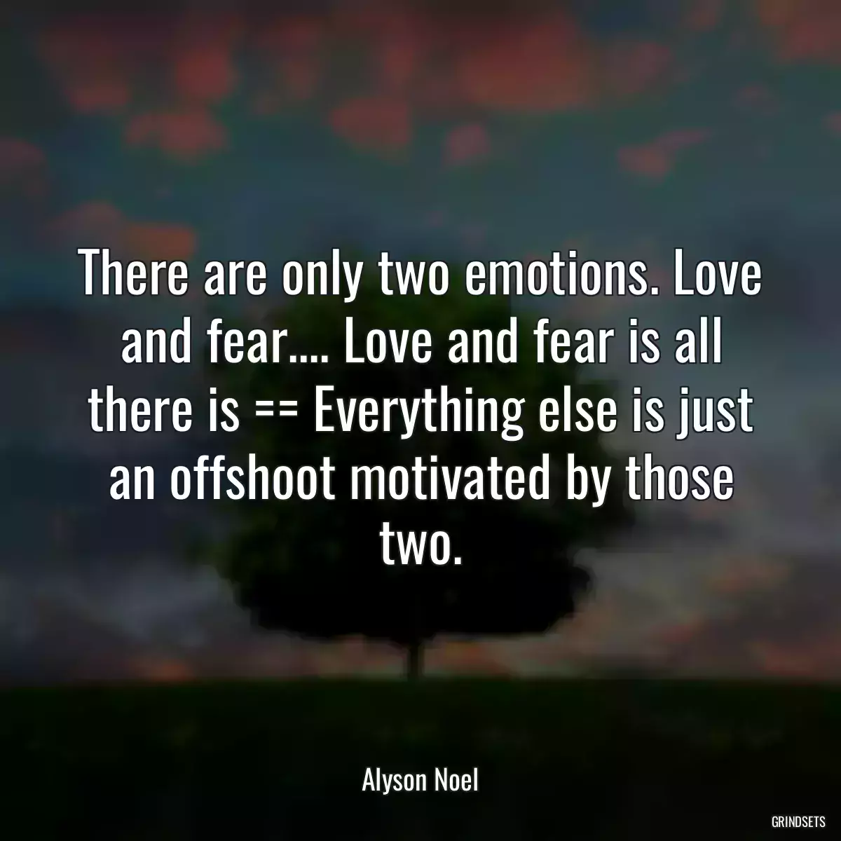 There are only two emotions. Love and fear.... Love and fear is all there is == Everything else is just an offshoot motivated by those two.