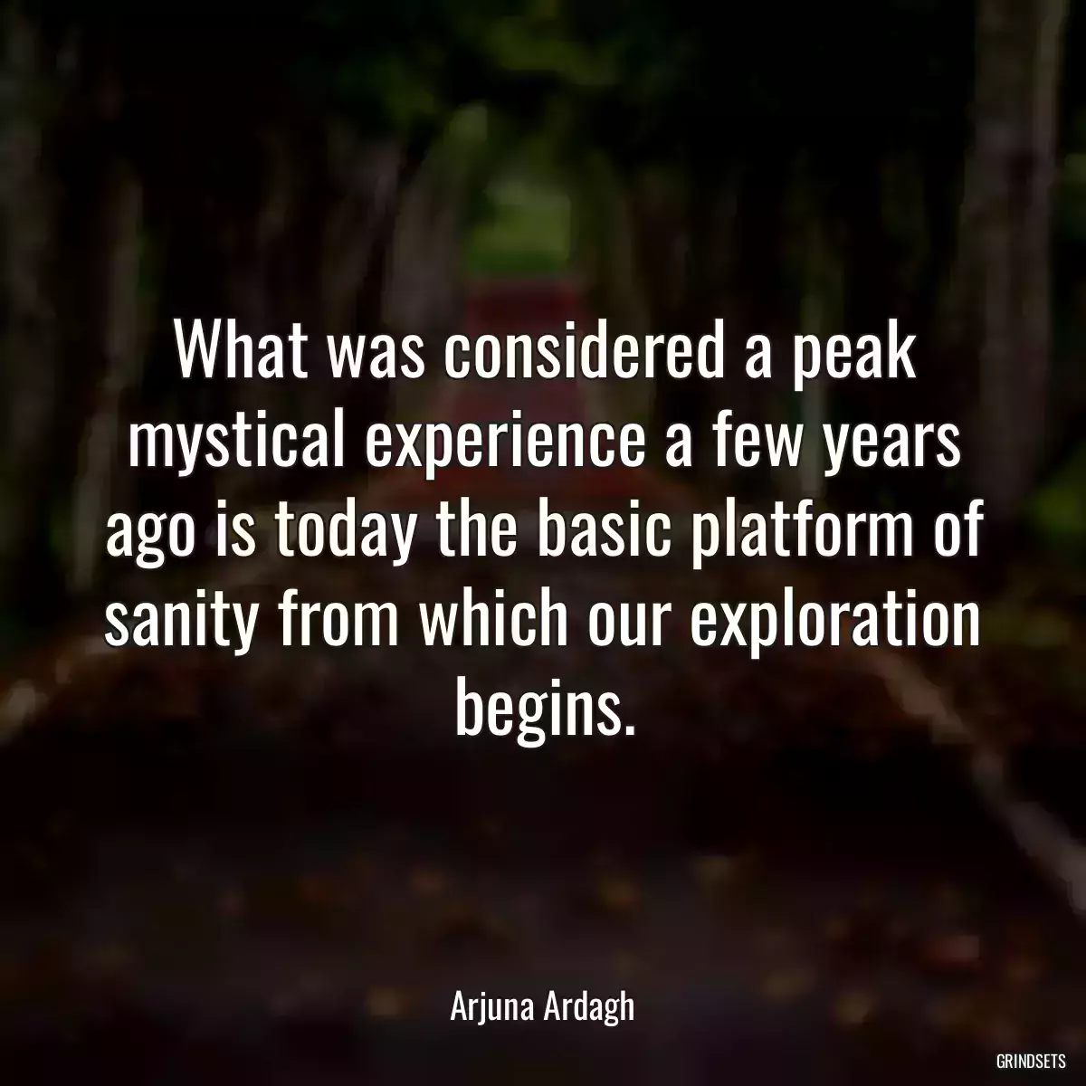 What was considered a peak mystical experience a few years ago is today the basic platform of sanity from which our exploration begins.