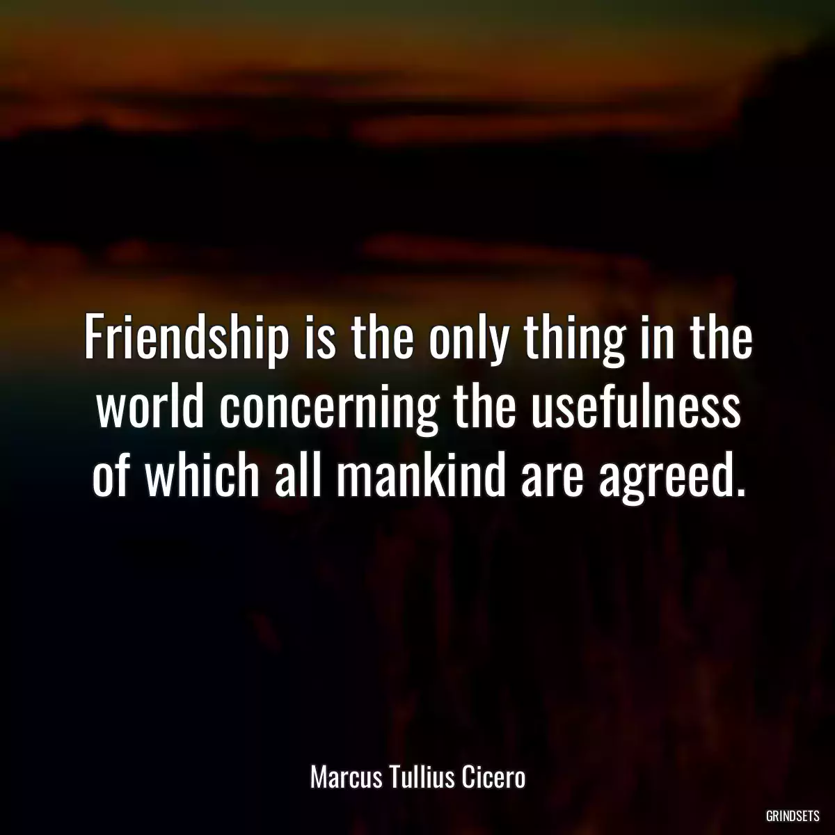 Friendship is the only thing in the world concerning the usefulness of which all mankind are agreed.