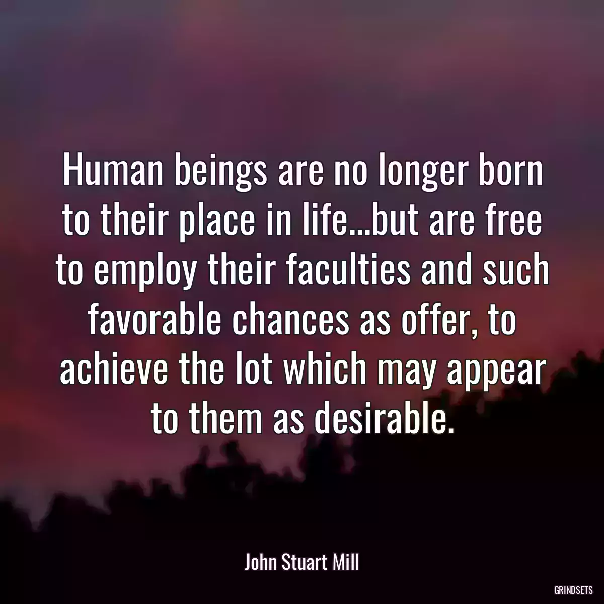 Human beings are no longer born to their place in life...but are free to employ their faculties and such favorable chances as offer, to achieve the lot which may appear to them as desirable.