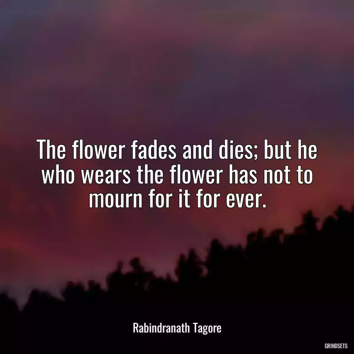 The flower fades and dies; but he who wears the flower has not to mourn for it for ever.