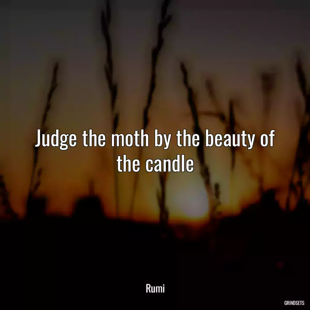 Judge the moth by the beauty of the candle