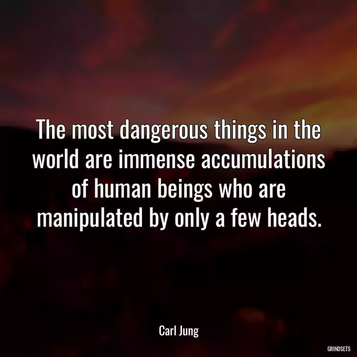 The most dangerous things in the world are immense accumulations of human beings who are manipulated by only a few heads.