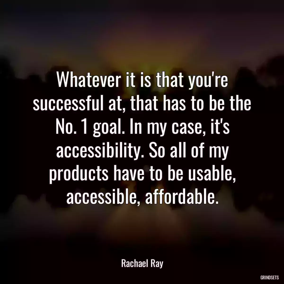 Whatever it is that you\'re successful at, that has to be the No. 1 goal. In my case, it\'s accessibility. So all of my products have to be usable, accessible, affordable.