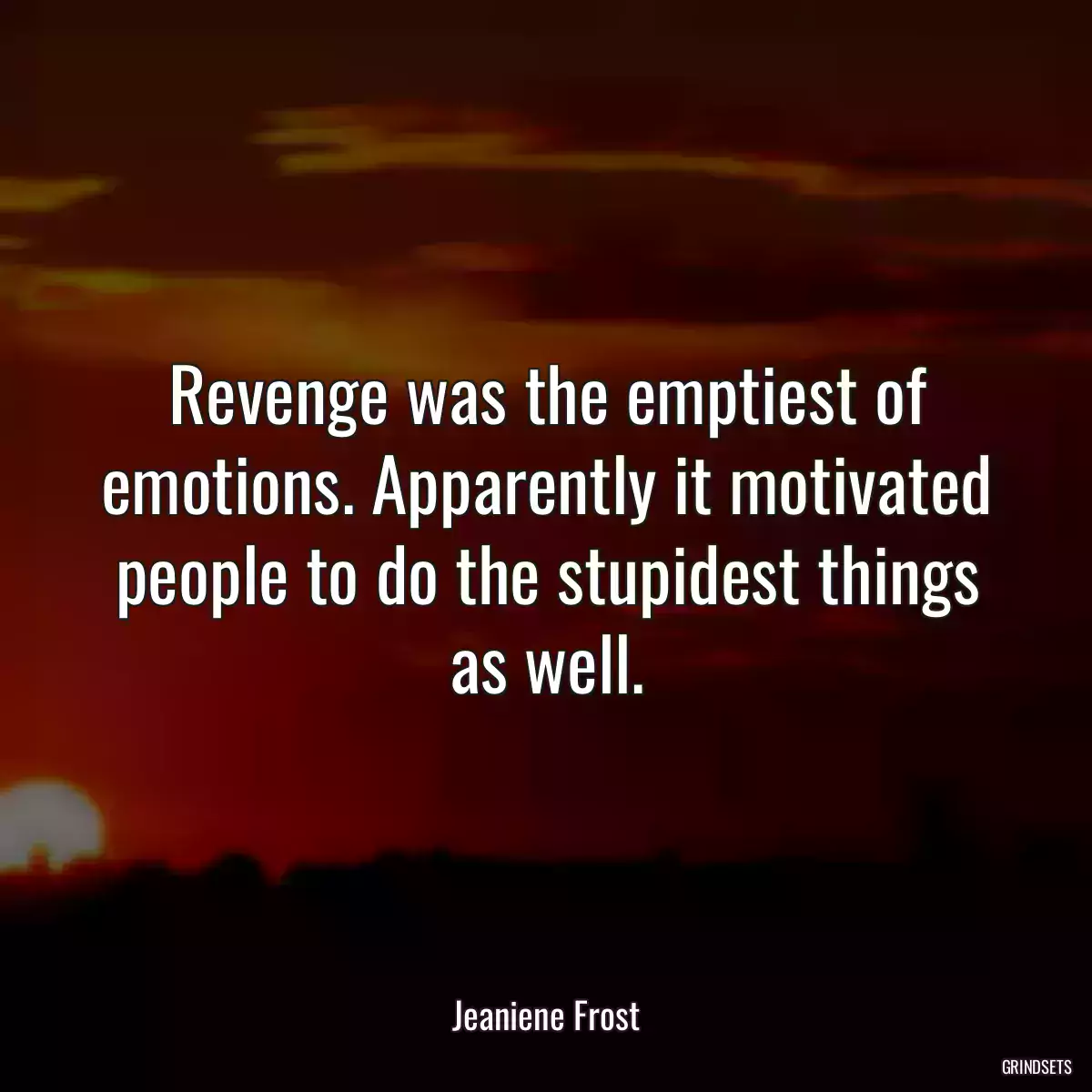 Revenge was the emptiest of emotions. Apparently it motivated people to do the stupidest things as well.