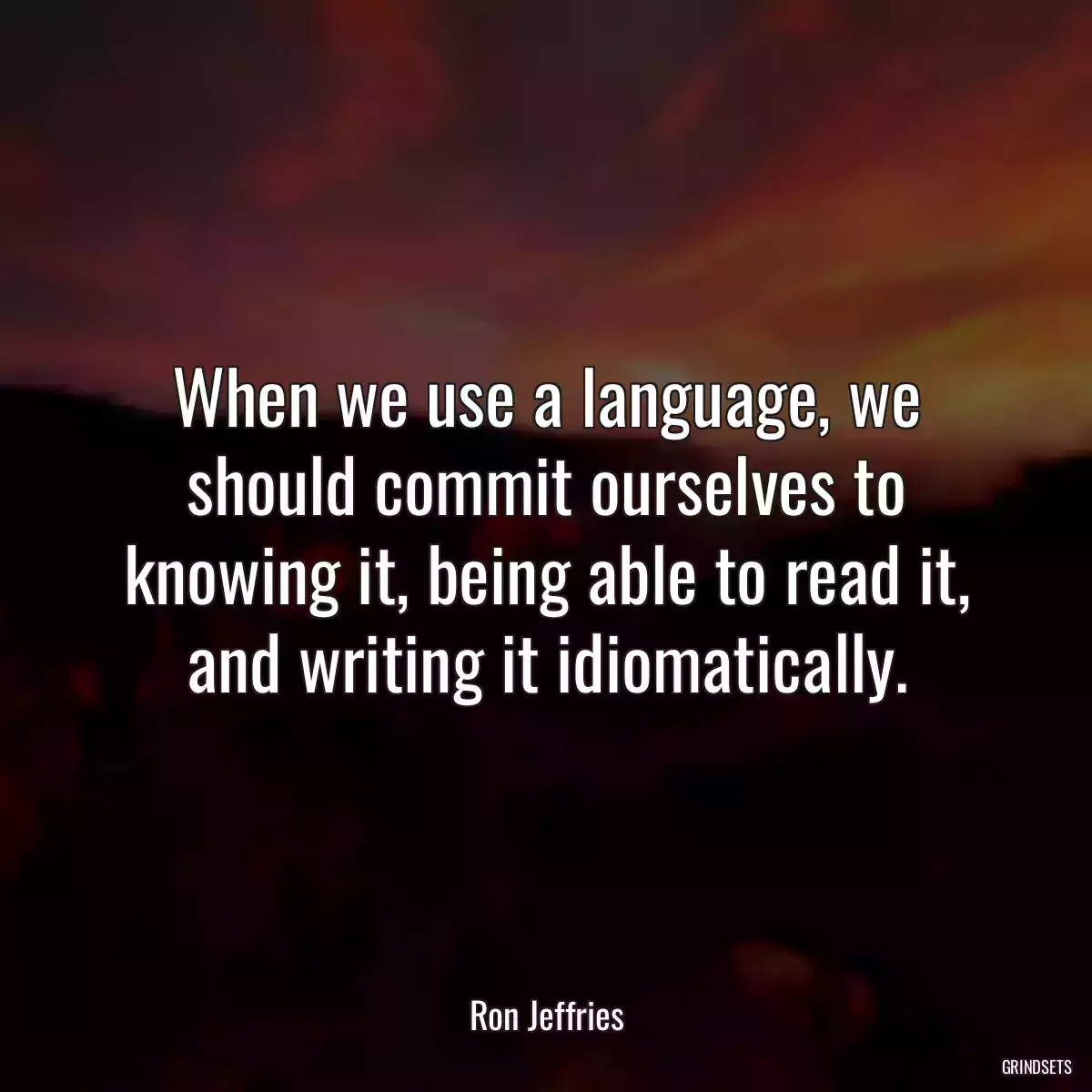 When we use a language, we should commit ourselves to knowing it, being able to read it, and writing it idiomatically.