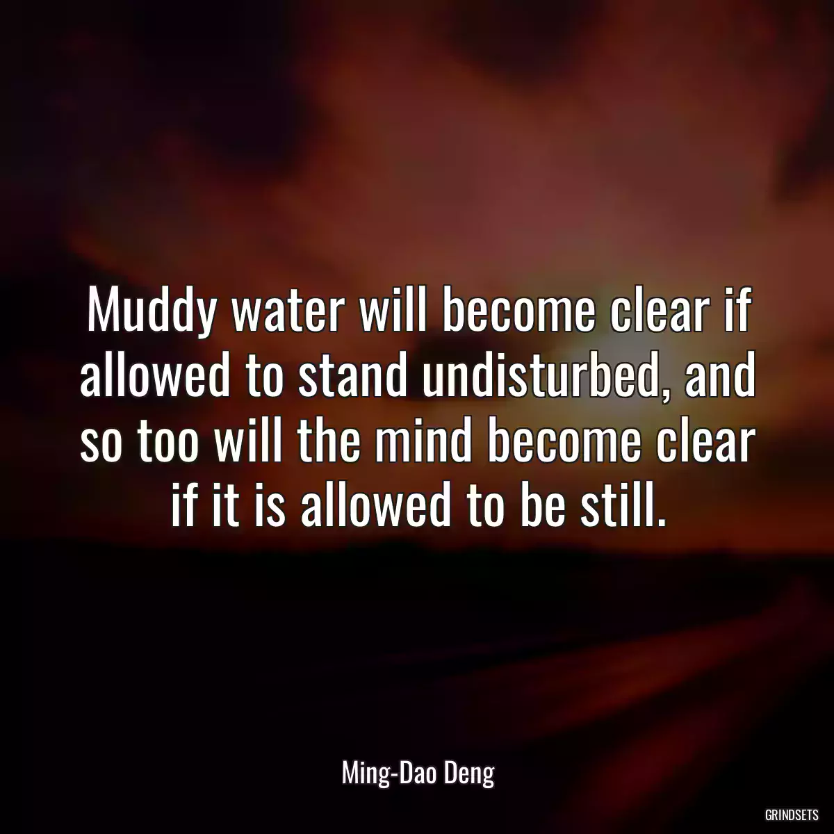 Muddy water will become clear if allowed to stand undisturbed, and so too will the mind become clear if it is allowed to be still.