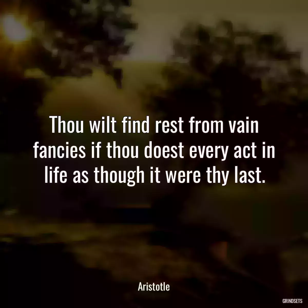 Thou wilt find rest from vain fancies if thou doest every act in life as though it were thy last.