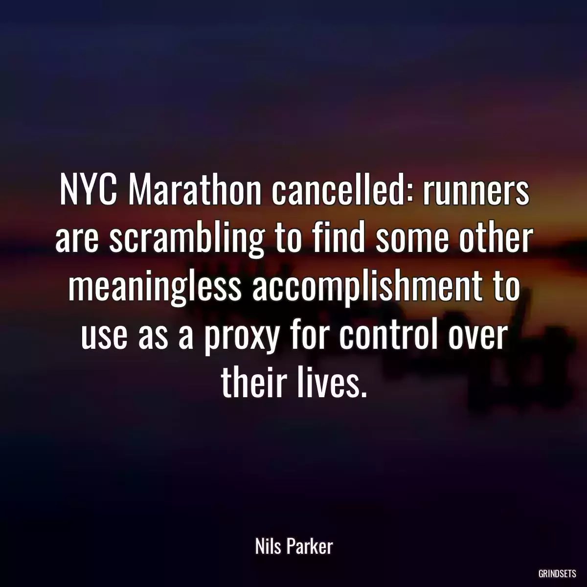 NYC Marathon cancelled: runners are scrambling to find some other meaningless accomplishment to use as a proxy for control over their lives.