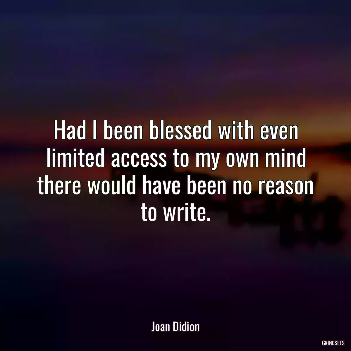 Had I been blessed with even limited access to my own mind there would have been no reason to write.