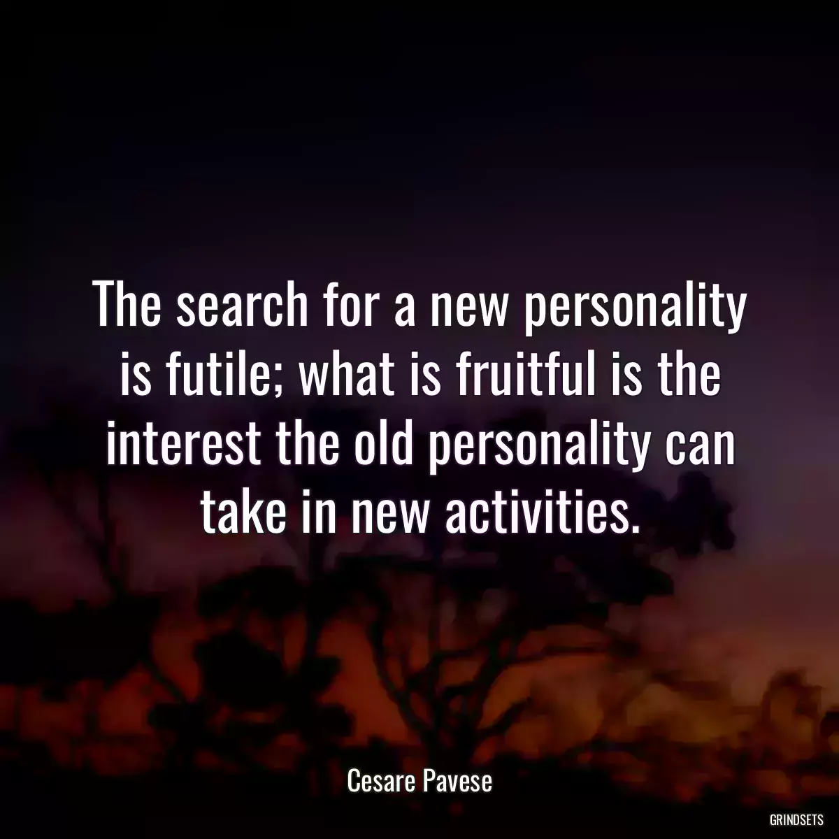 The search for a new personality is futile; what is fruitful is the interest the old personality can take in new activities.