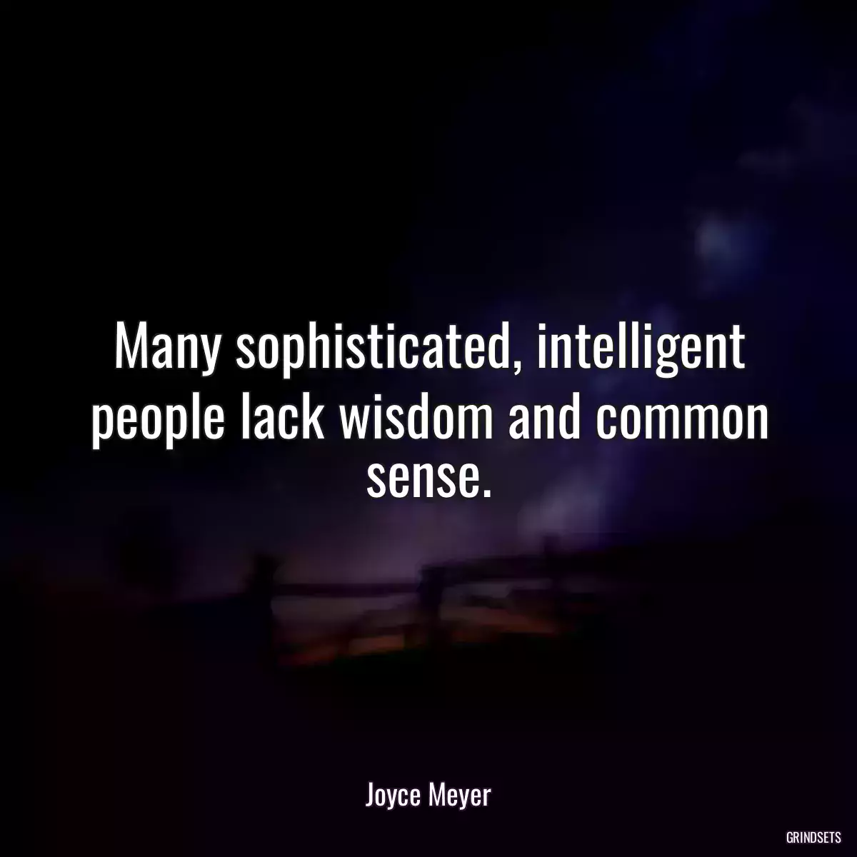 Many sophisticated, intelligent people lack wisdom and common sense.