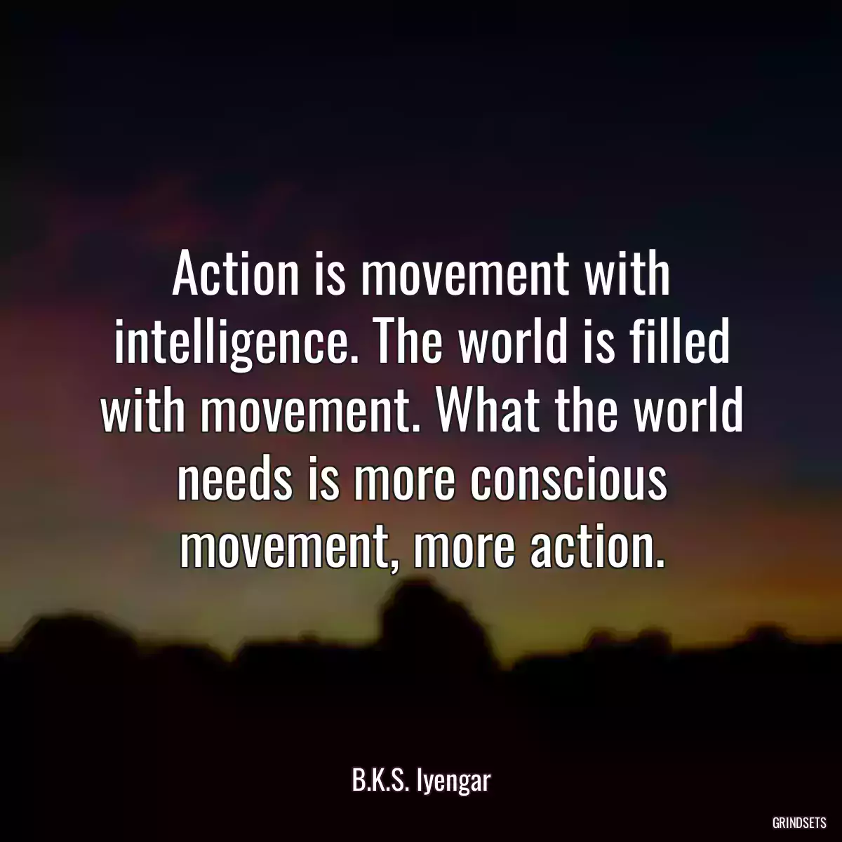 Action is movement with intelligence. The world is filled with movement. What the world needs is more conscious movement, more action.