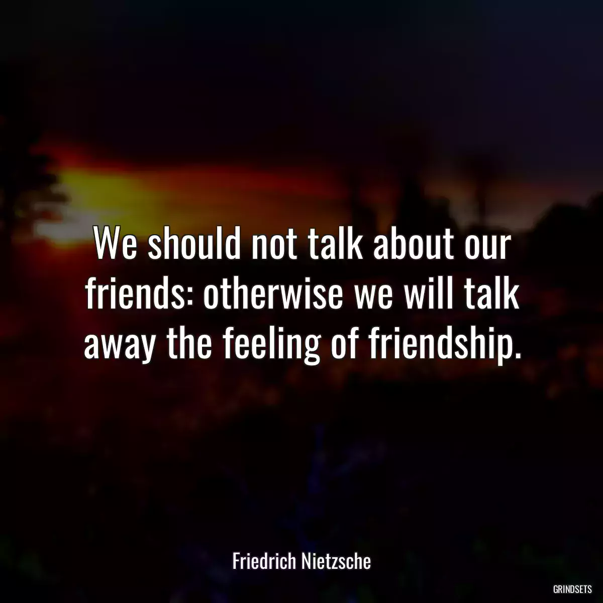 We should not talk about our friends: otherwise we will talk away the feeling of friendship.