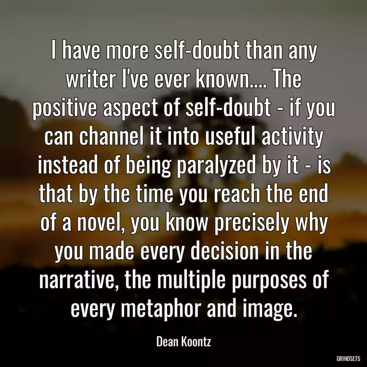 I have more self-doubt than any writer I\'ve ever known.... The positive aspect of self-doubt - if you can channel it into useful activity instead of being paralyzed by it - is that by the time you reach the end of a novel, you know precisely why you made every decision in the narrative, the multiple purposes of every metaphor and image.