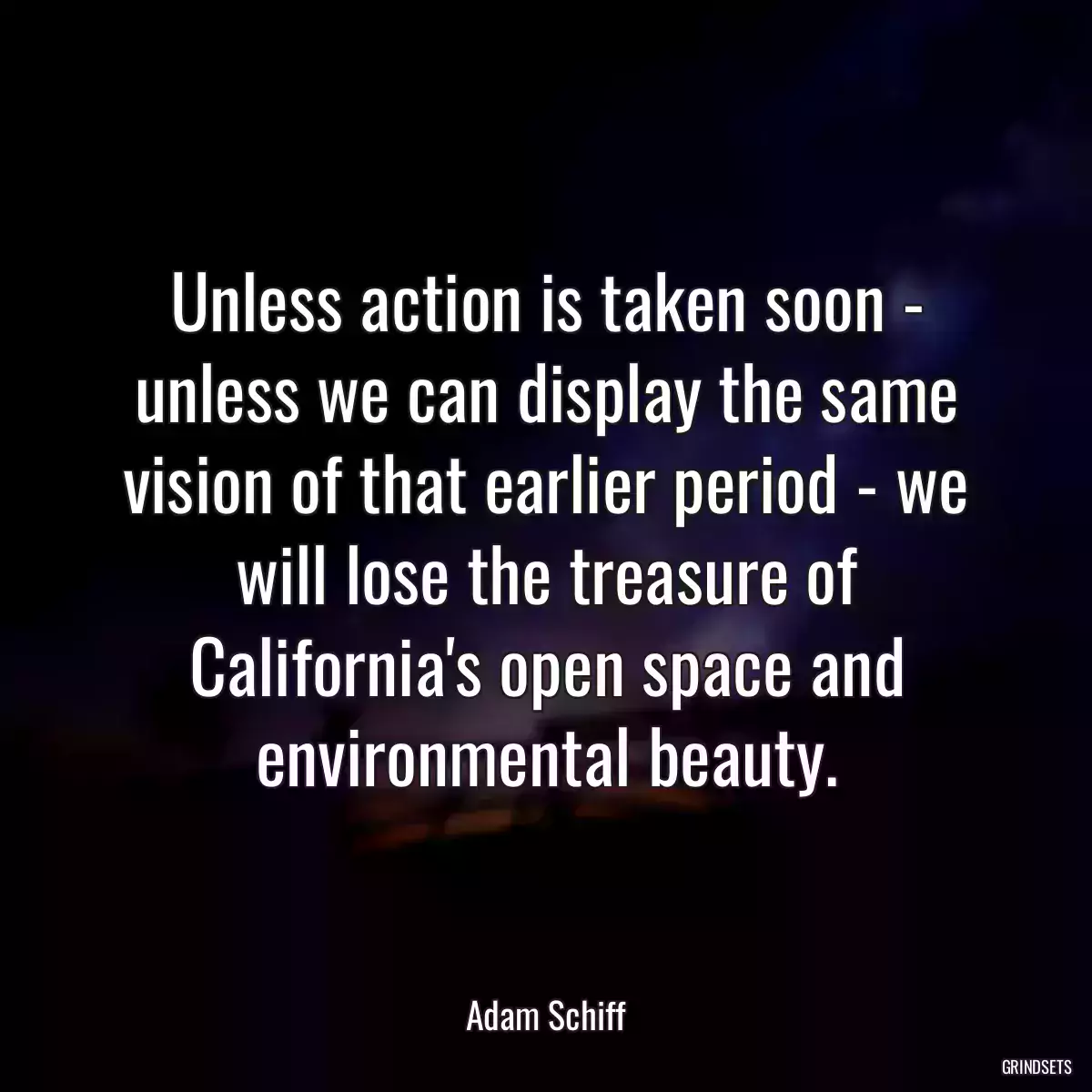 Unless action is taken soon - unless we can display the same vision of that earlier period - we will lose the treasure of California\'s open space and environmental beauty.