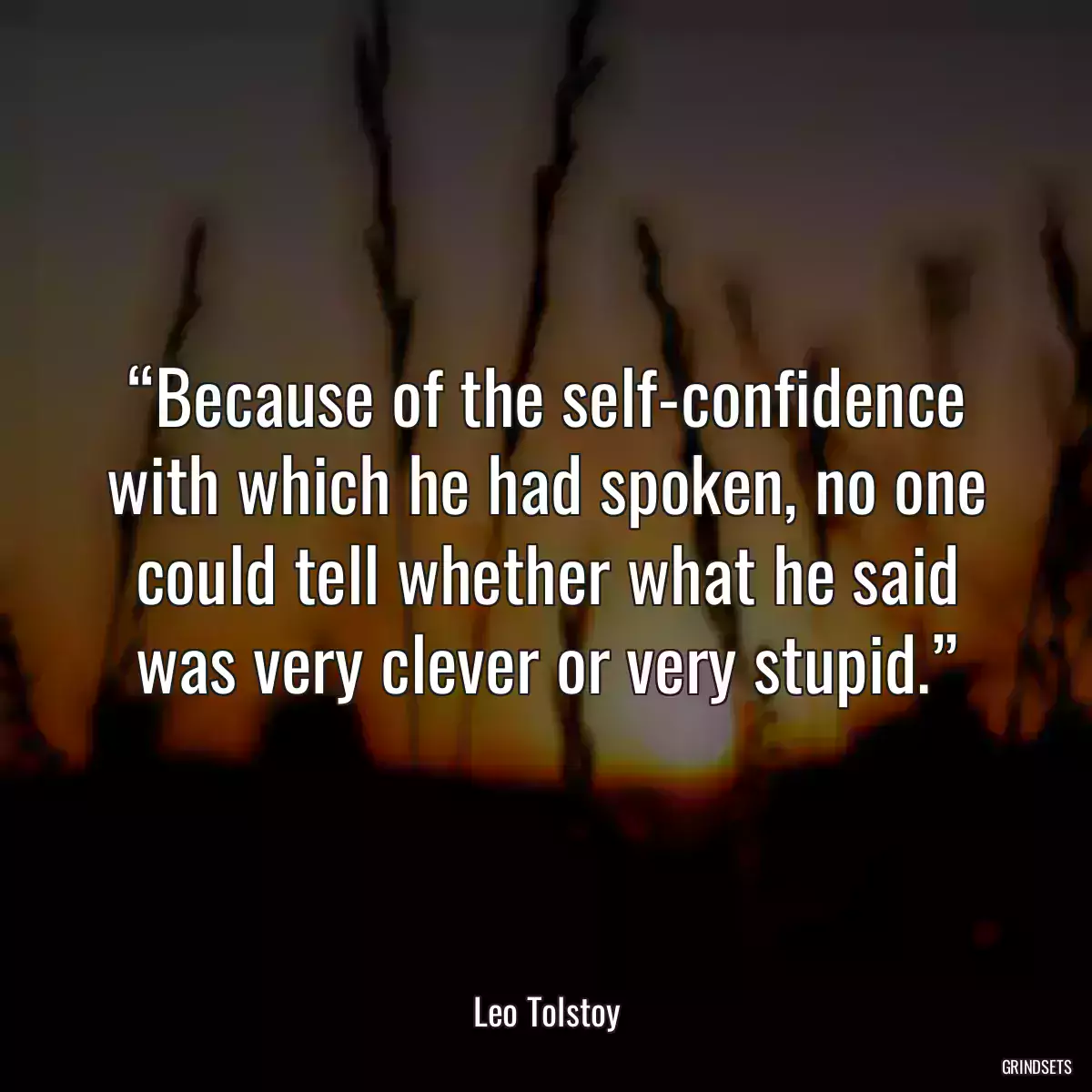 “Because of the self-confidence with which he had spoken, no one could tell whether what he said was very clever or very stupid.”