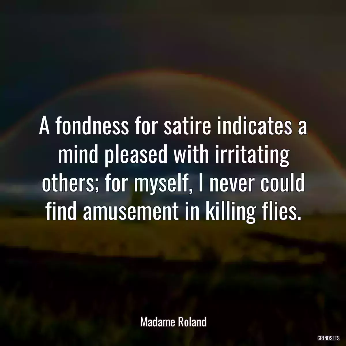 A fondness for satire indicates a mind pleased with irritating others; for myself, I never could find amusement in killing flies.