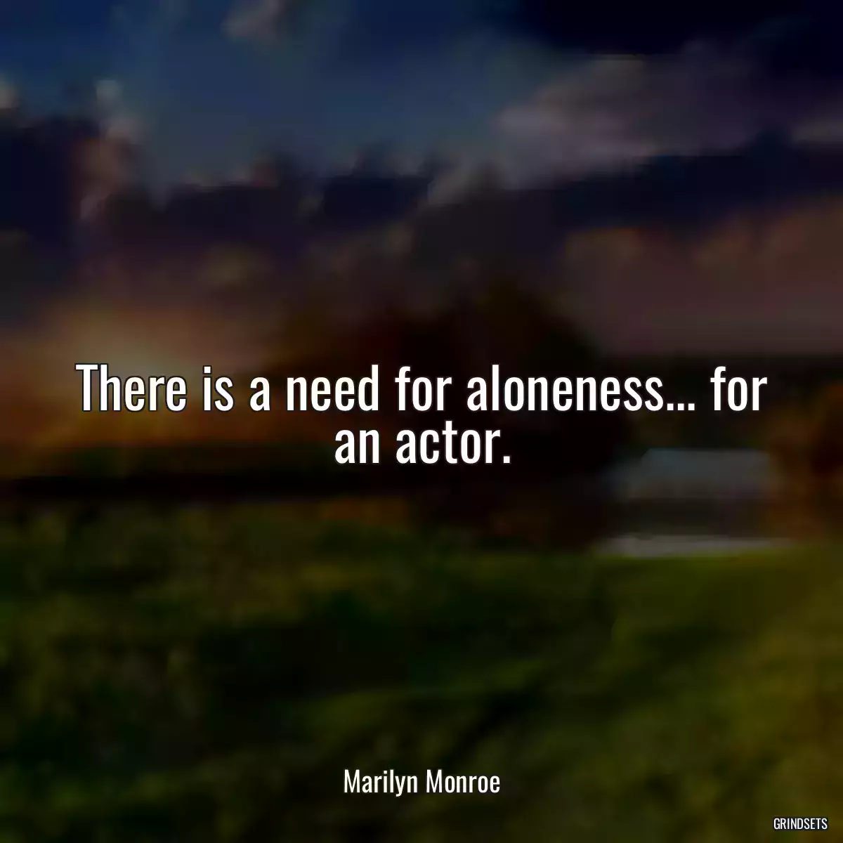 There is a need for aloneness... for an actor.