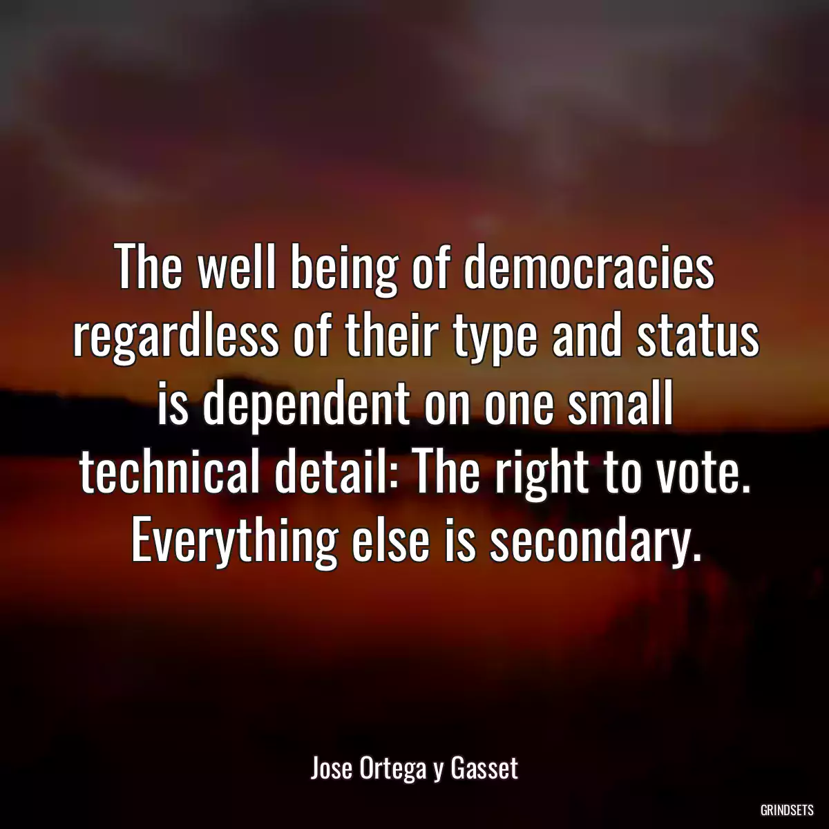 The well being of democracies regardless of their type and status is dependent on one small technical detail: The right to vote. Everything else is secondary.