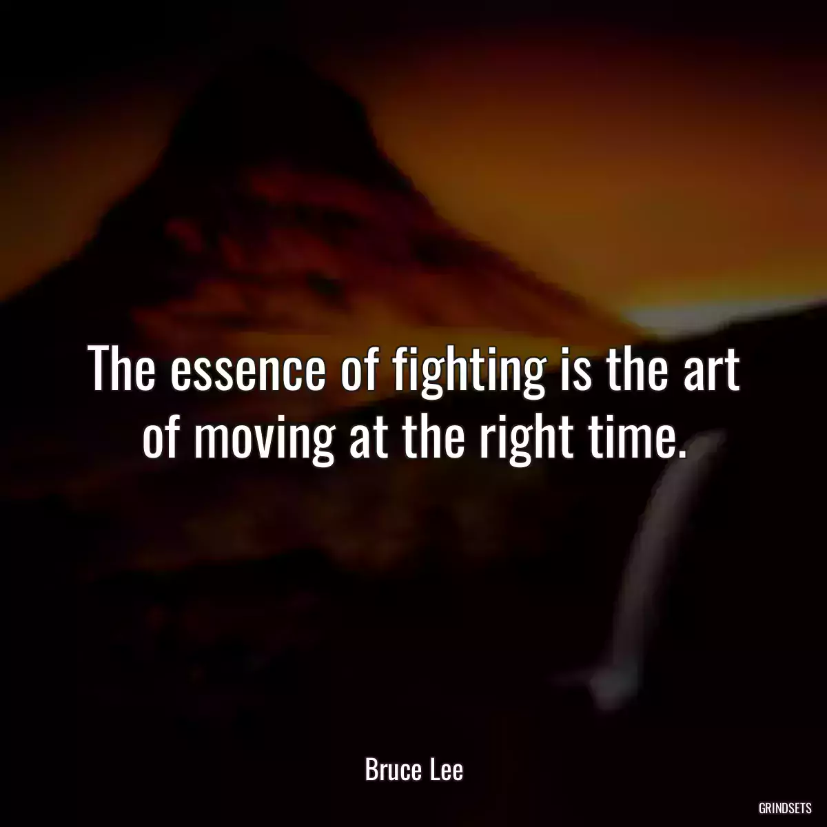 The essence of fighting is the art of moving at the right time.