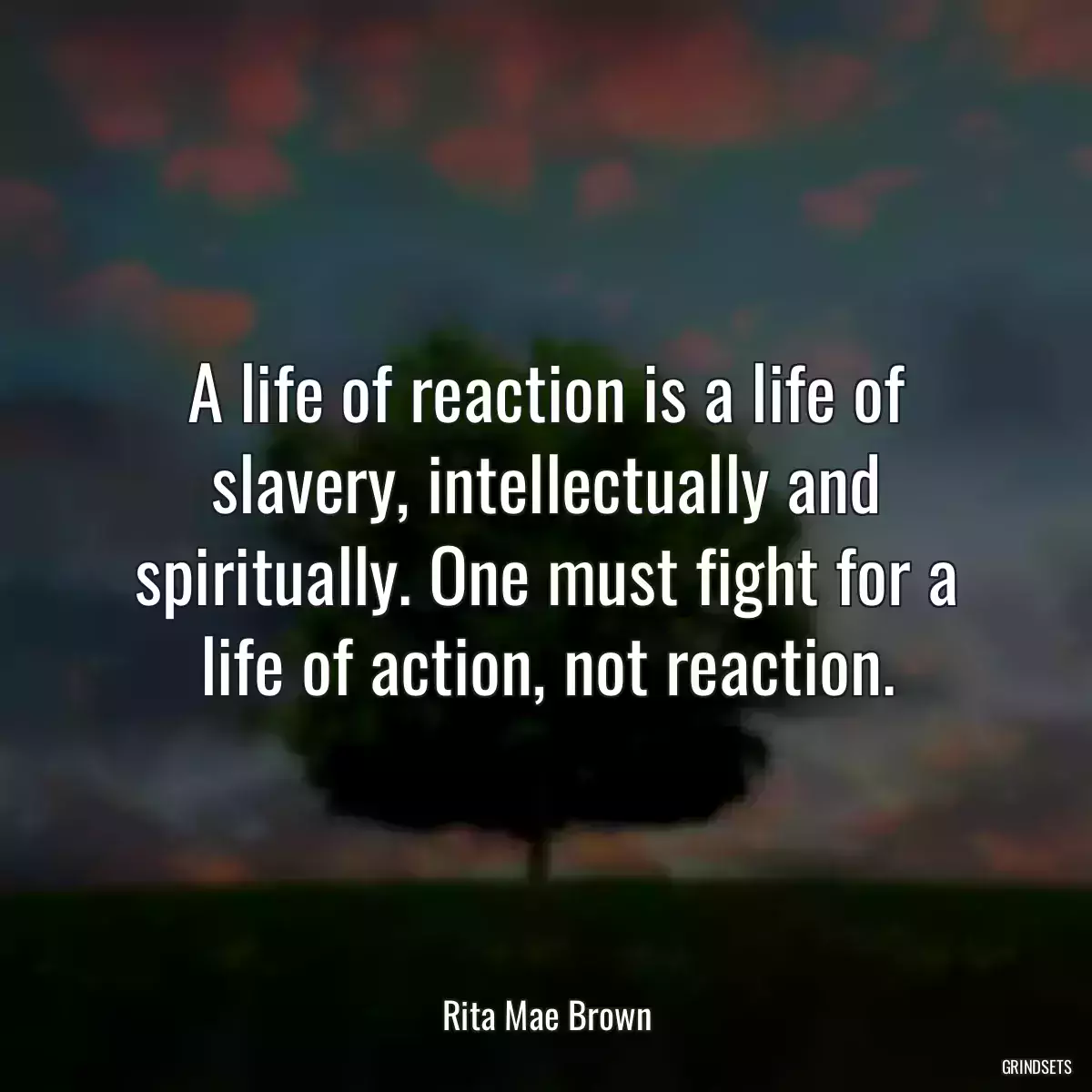 A life of reaction is a life of slavery, intellectually and spiritually. One must fight for a life of action, not reaction.