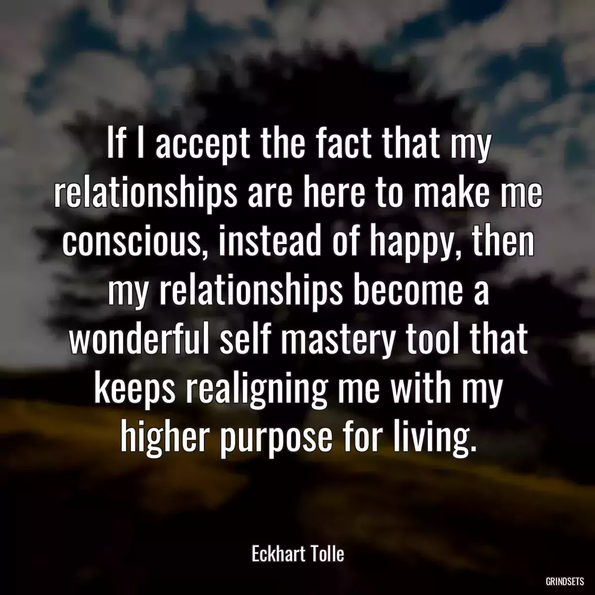 If I accept the fact that my relationships are here to make me conscious, instead of happy, then my relationships become a wonderful self mastery tool that keeps realigning me with my higher purpose for living.