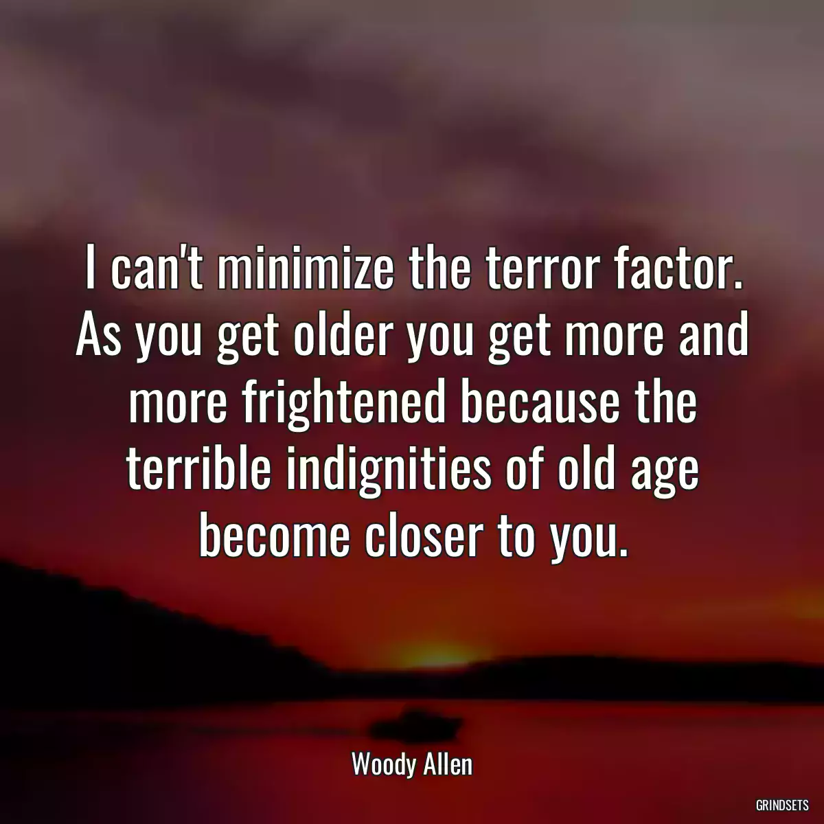 I can\'t minimize the terror factor. As you get older you get more and more frightened because the terrible indignities of old age become closer to you.