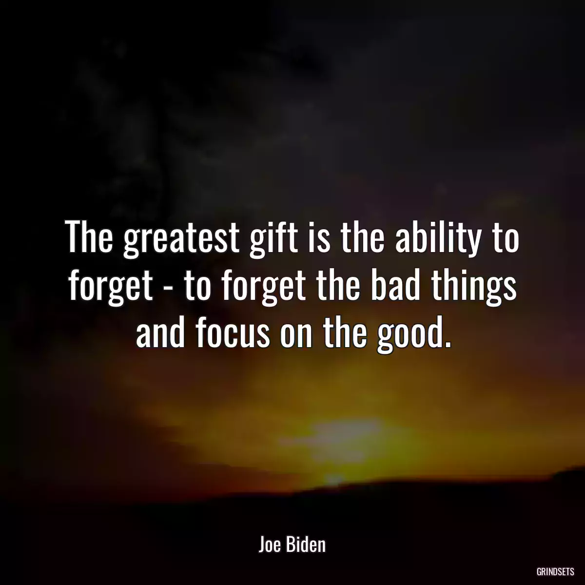 The greatest gift is the ability to forget - to forget the bad things and focus on the good.