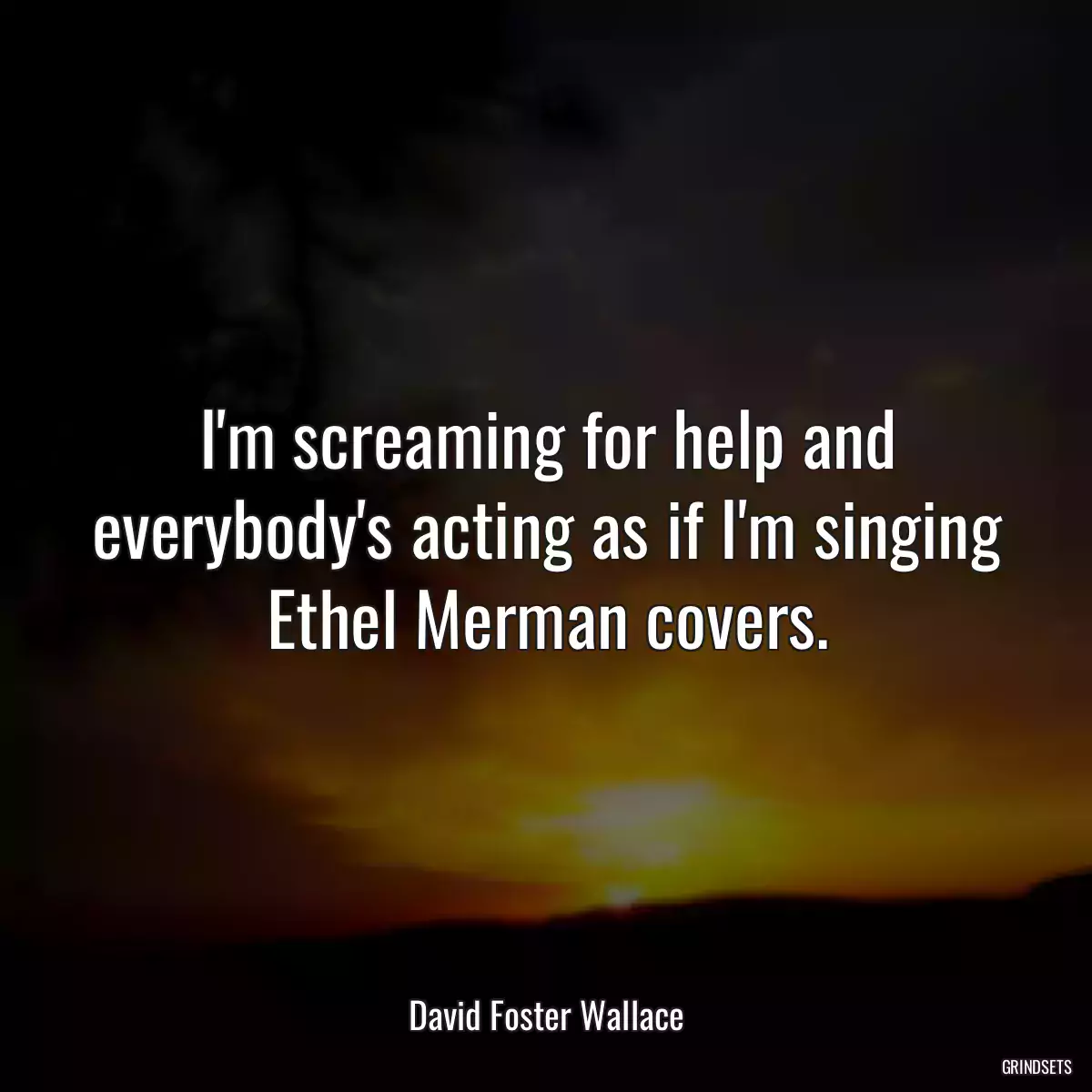 I\'m screaming for help and everybody\'s acting as if I\'m singing Ethel Merman covers.