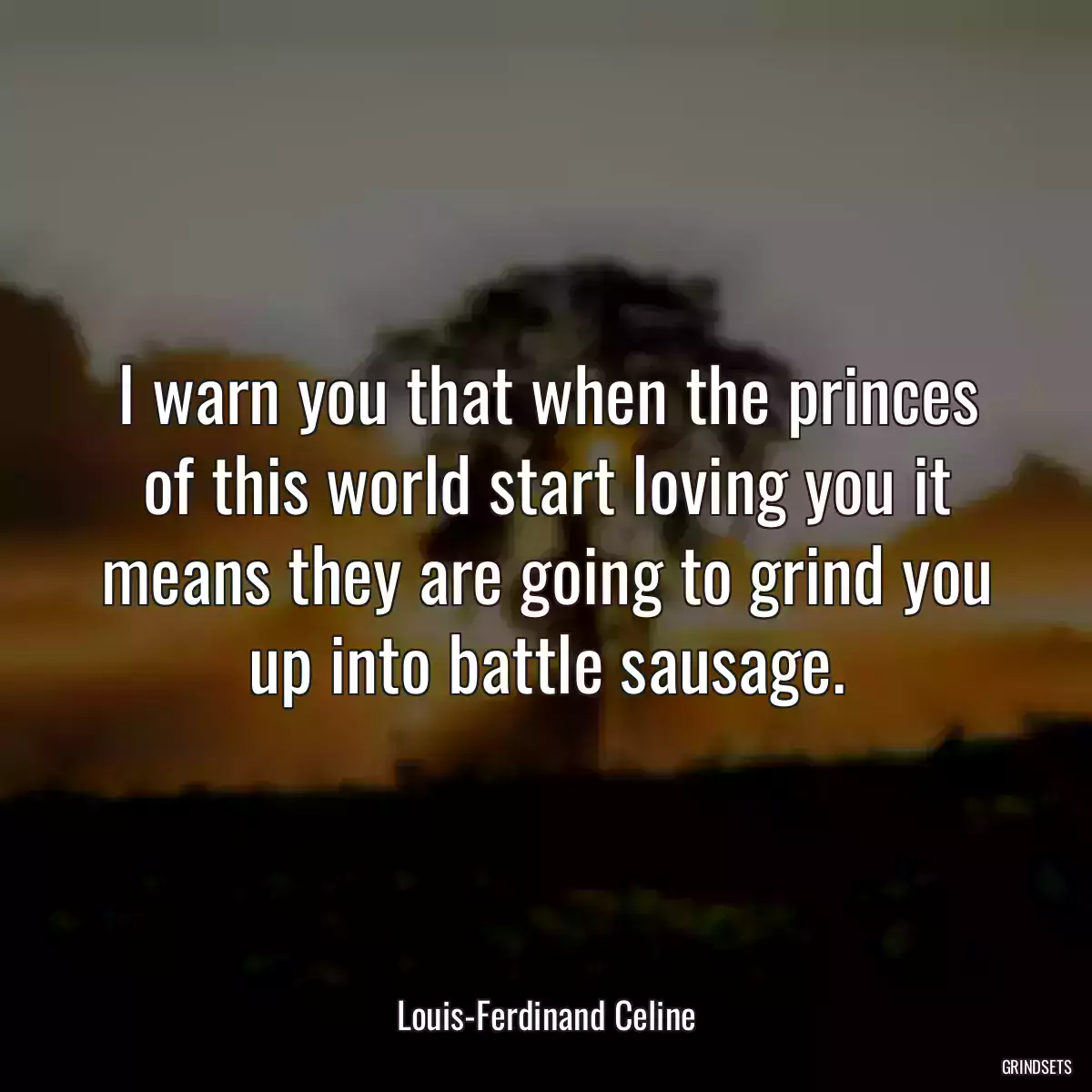 I warn you that when the princes of this world start loving you it means they are going to grind you up into battle sausage.