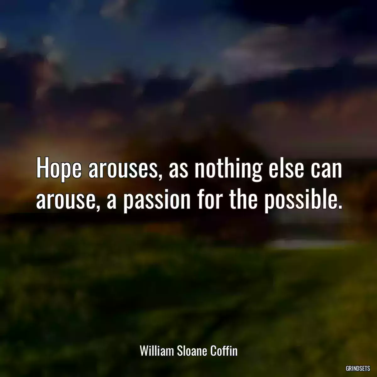 Hope arouses, as nothing else can arouse, a passion for the possible.