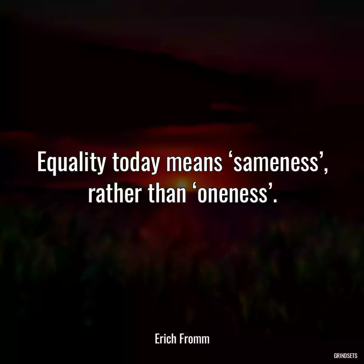 Equality today means ‘sameness’, rather than ‘oneness’.