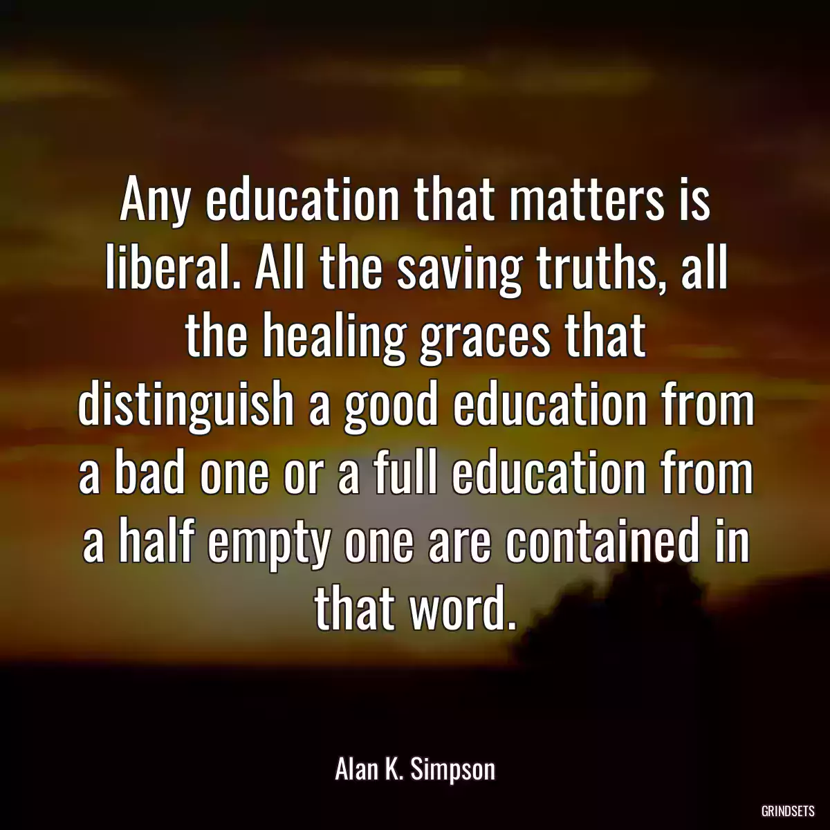 Any education that matters is liberal. All the saving truths, all the healing graces that distinguish a good education from a bad one or a full education from a half empty one are contained in that word.