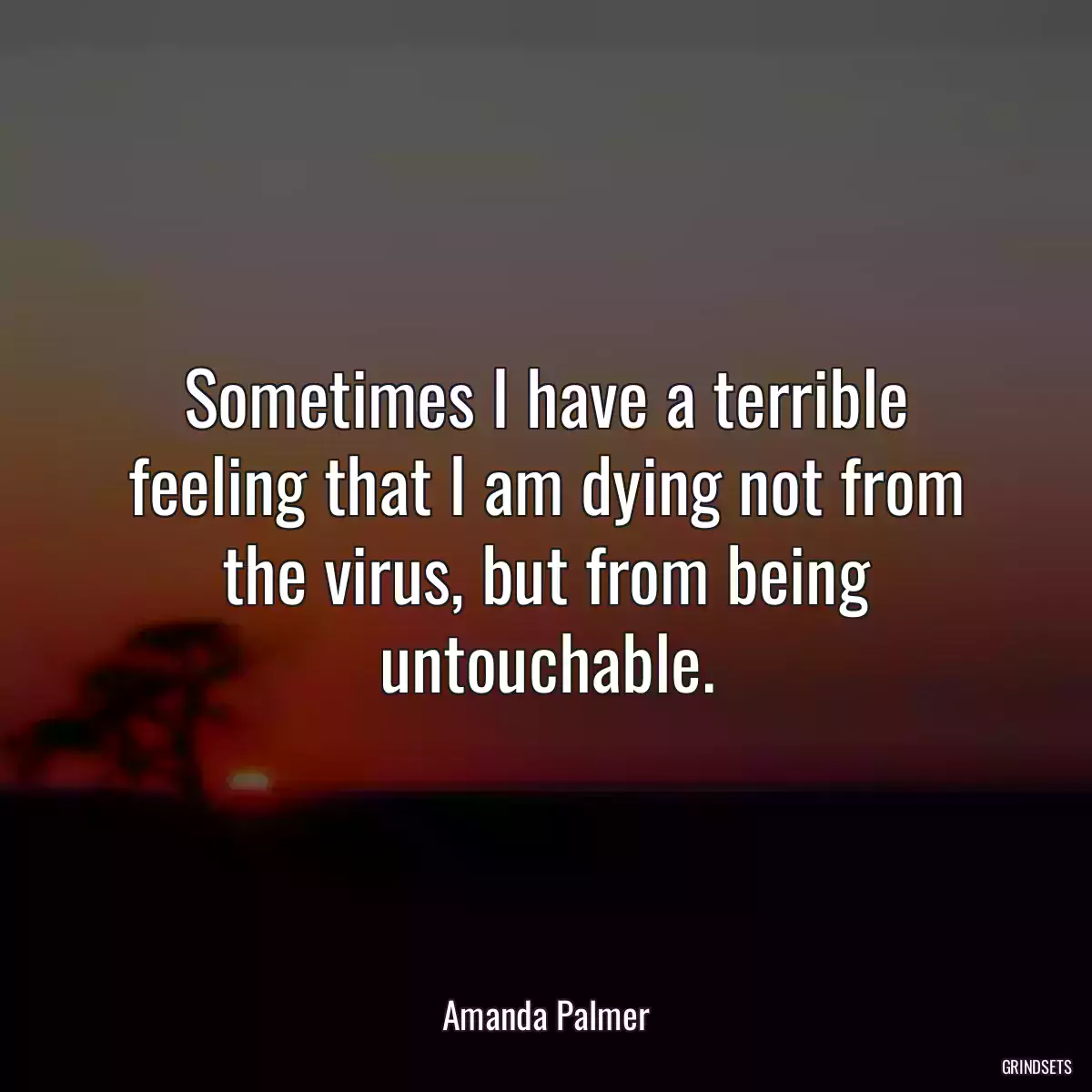 Sometimes I have a terrible feeling that I am dying not from the virus, but from being untouchable.