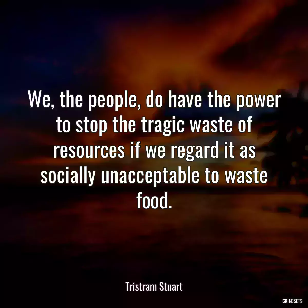 We, the people, do have the power to stop the tragic waste of resources if we regard it as socially unacceptable to waste food.